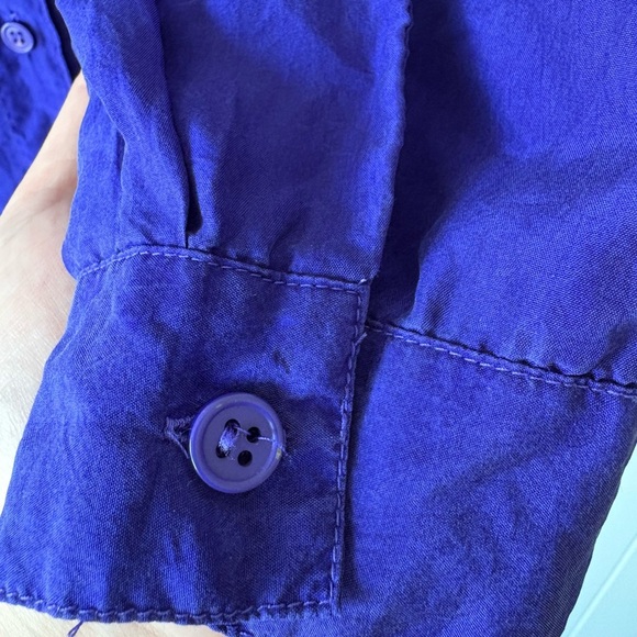 Vintage Silk Blue Button Down Shirt | Size Medium - Picture 10 of 10
